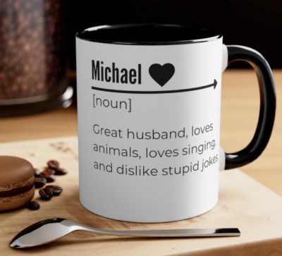 Personalized Name Definition Mug, Accent Coffee Mug with Custom Name Definition