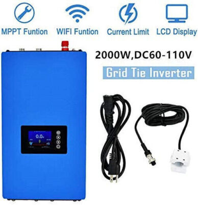 2000W Solar Grid Tie Inverter Power Limiter LCD Display DC60-110V to AC185-265V