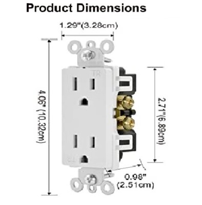 15 Amp Decorator Receptacle Electrical Wall Outlet,15A/125V,UL Listed, TR Multi-