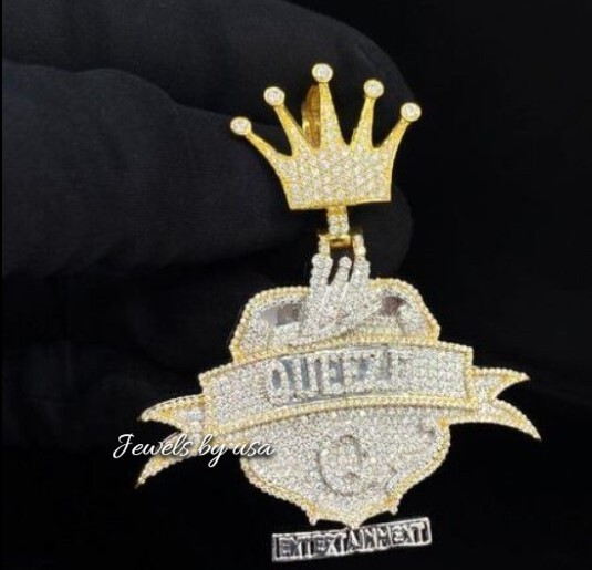 Pre-owned Nsg Real D/vvs Moissanite Customized Word/letter Rapper Pendant Free Gift 925 Silver In White