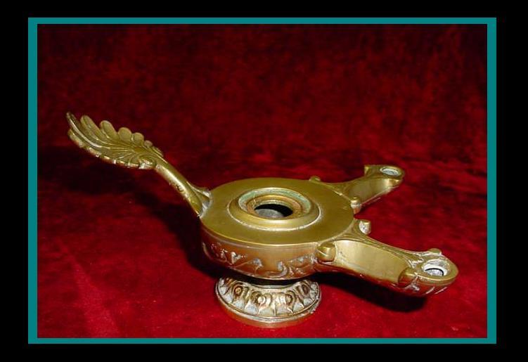 LARGE Fabulous ANTIQUE Heavy BRASS / BRONZE ROMAN POMPEII NEO CLASSIC OIL LAMP
