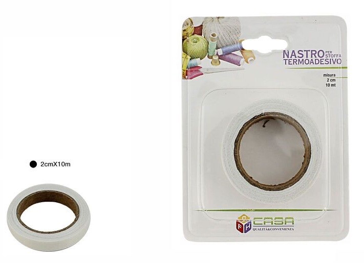 Rotolo Nastro Adesivo Per Stoffa Tessuti Termoadesivo Bianco 20mmx10mt dfh