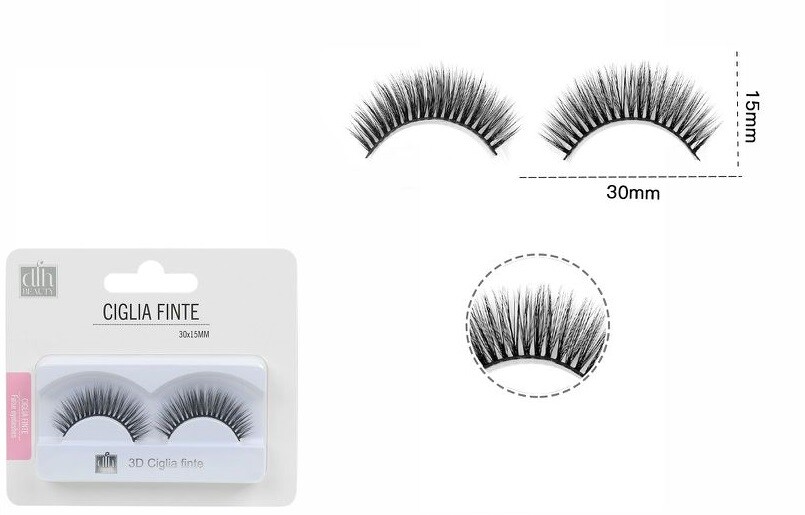 Coppia Ciglia Finte 3D 30x15mm Trucco Donna Makeup dfh