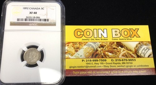 1892 5C Canada 5 Cents NGC Xf 40