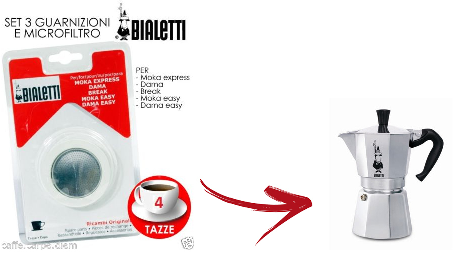 Bialetti Spare Parts 3 Seals 1 Platelet Moka 3 Cups Rubber Rings