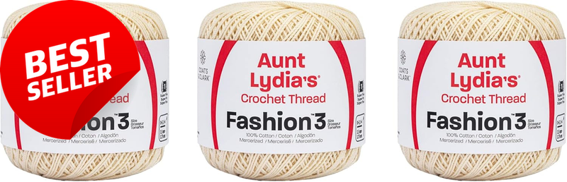 Fashion Bridal White Crochet - 3 Pack of 150Y/137M - Cotton - Gauge 3 - Crochet