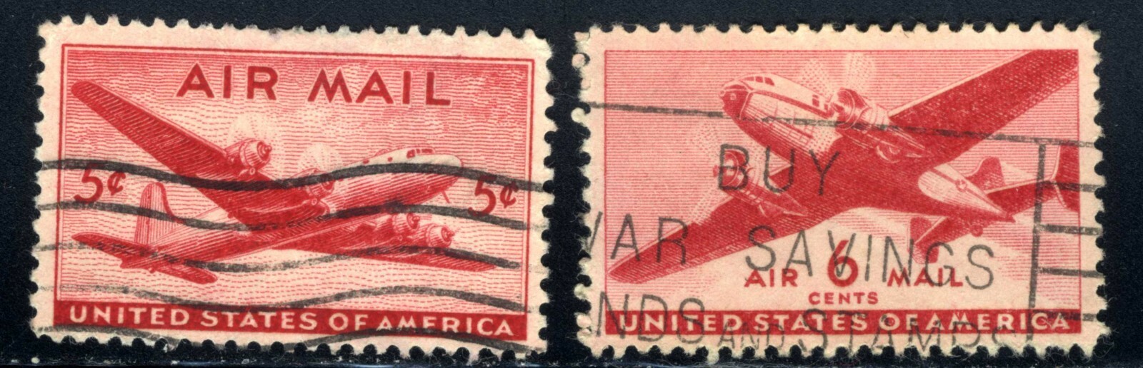 1941-46 US AIR MAIL 🛨🔥 6c & 5c Transport & DC4 Plane