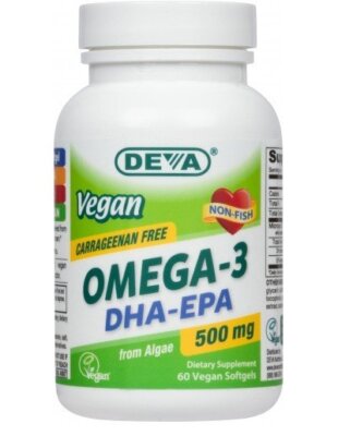 Deva Vegan Веганская ДГК-ЭПК 500 мг, 60 мягких таблеток