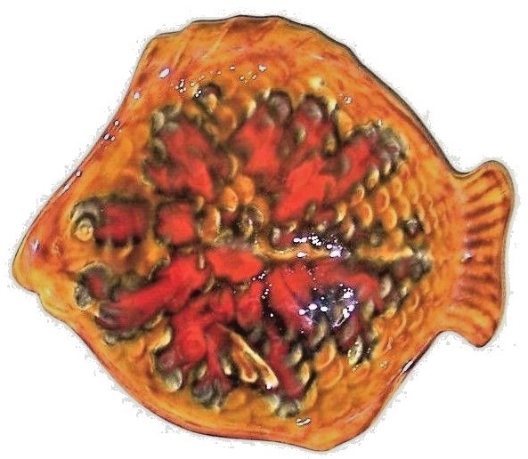 (4) Four Decorative Fish Dish Bowls Candy Plates Hand Painted (1972) Matched Set
