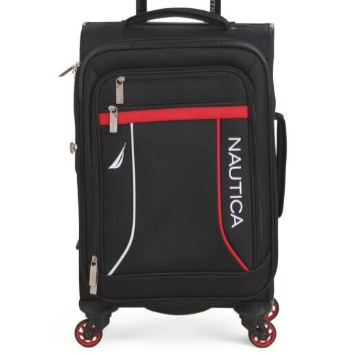 NAUTICA 21in Black Red Expandable Logo Print Soft Case Carry