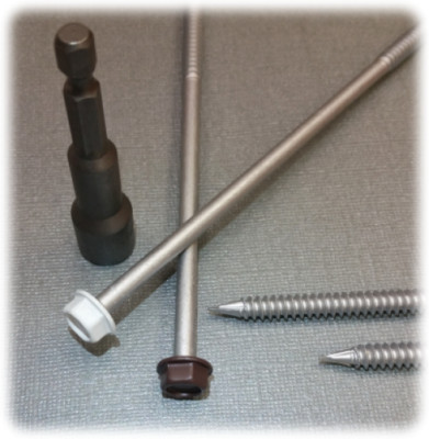Rain Gutter screws , Hex head - white or brown - 7'' or 8'' (10)