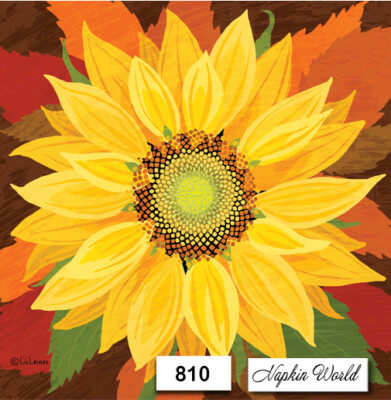 (810) TWO Individual Paper LUNCHEON Decoupage Napkins - AUTUMN SUNFLOWER FLOWER