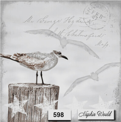 (598) TWO Individual Paper LUNCHEON Decoupage Napkins - SEAGULL SEA BIRD OCEAN