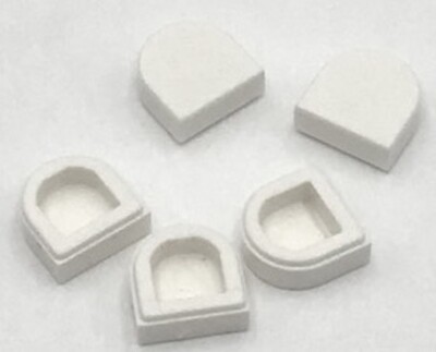 Lego 5 New White Tiles Round 1 x 1 Half Circle Extended Parts