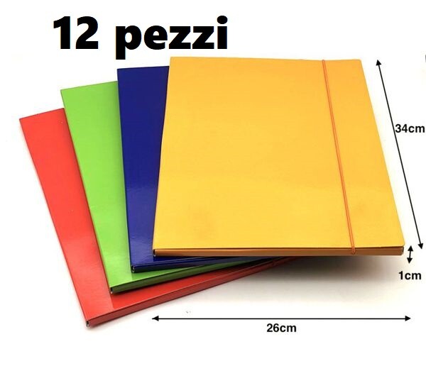 Set 12 Cartelline Portadocumenti Cartellina Molla Colorate Custodia Fogli hmj