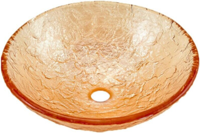 JSG Oceana 005-003-100 Champagne Gold 16'' Vessel Bathroom Sink, Small, Glass