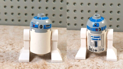 LEGO R2-D2 Star Wars Robot Gray Head R2D2 Printed Face Two Sided