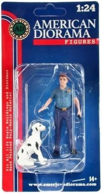 American Diorama Firefighters - Fire Dog Training, 76420-1/24 Scale Figurine - D