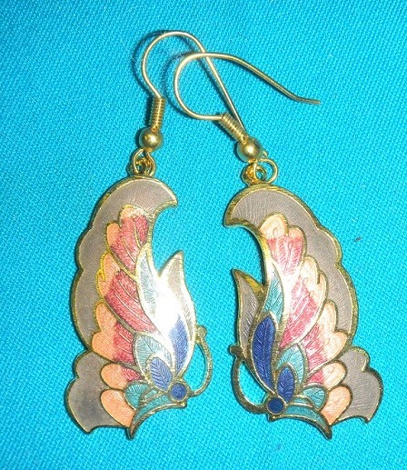 WHOLESALE CLEARANCE-3 CLOISONNE BUTTERFLY  WIRE EARRINGS-NEW