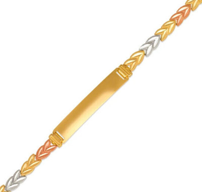 NEW 14K TRI COLOR  GOLD KIDS ID BRACELET