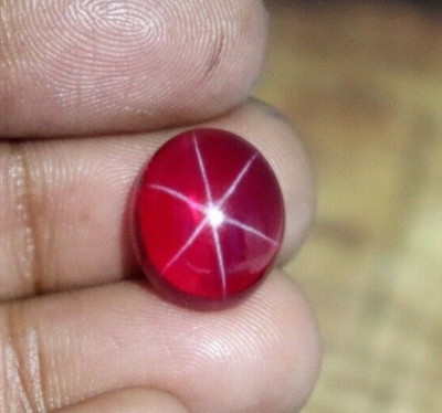 10 Ct+ 6 Rays Natural Red Star Ruby Oval Cabochon Certified Loose Gemstone