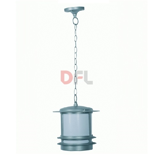 LANTERNA LAMPIONE A SOFFITTO CON CATENA PER ESTERNO IN ALLUMINIO E PVC SILVER