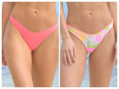 NEW MAAJI 'Fandango Pink Splendor' V-Waist Reversible Bikini Bottoms L Large $60