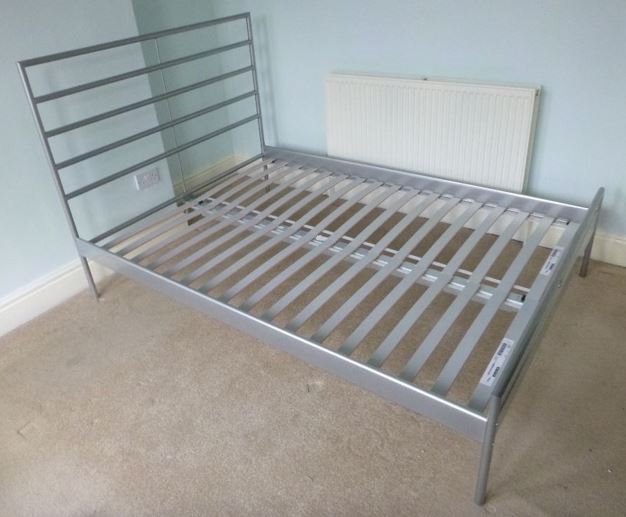 Silver Ikea double bed frame Metal in Formby, Merseyside Gumtree