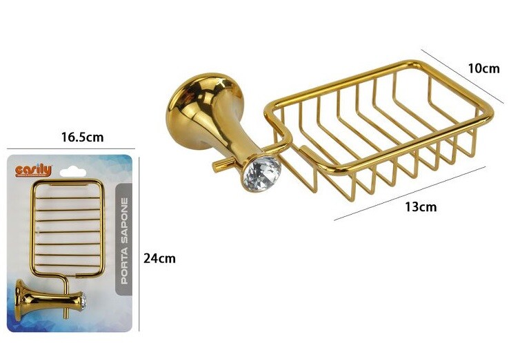 Porta Sapone Mensola Fissaggio a Parete Bagno Dorato Crystal dfh