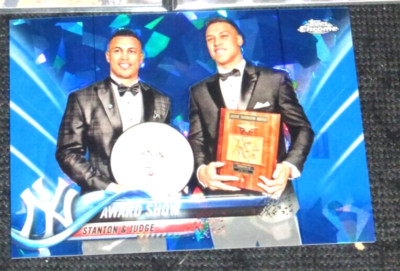 2018 Topps Chrome Blue Sapphire Refractor~Aaron Judge + Giancarlo Stanton Award