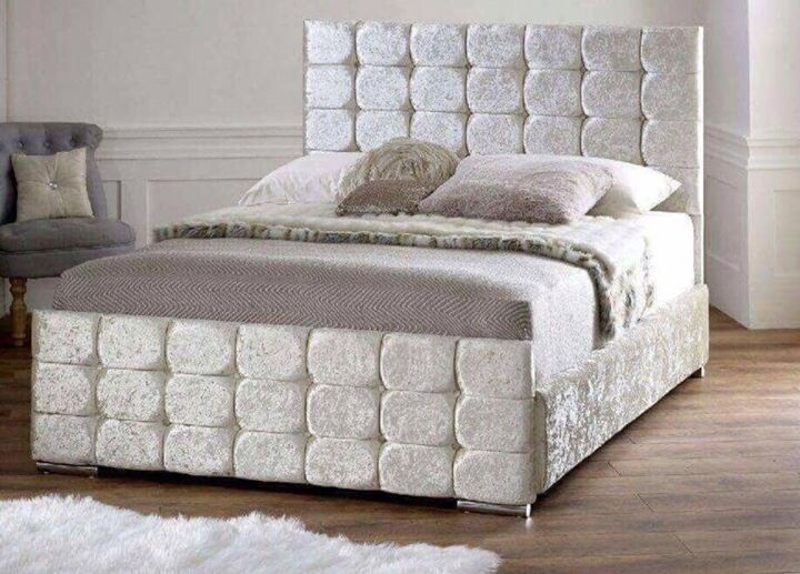 BRAND NEW CRUSHED VELVET CHESTERFIELD SLEIGH BED FRAMES IN SINGLE