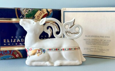 Orient Express Blue Grass Alpine Stag Trinket Box Elizabeth Arden MIB Rare HTF