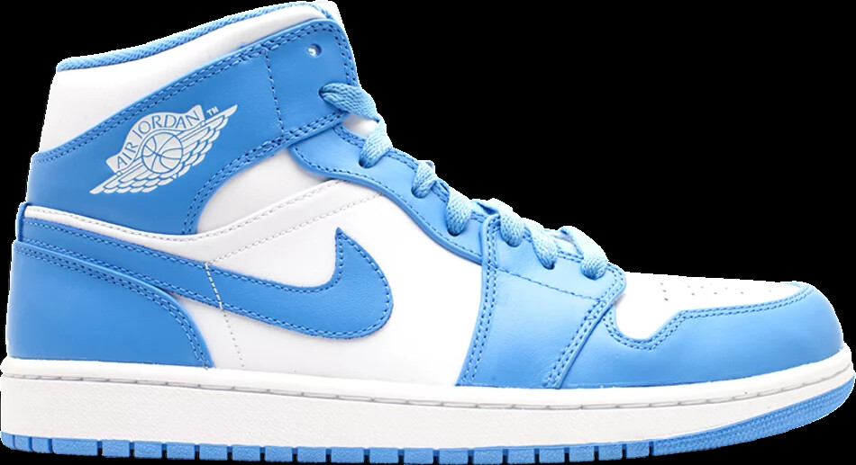 

Мужские кроссовки Nike Air Jordan 1 Mid UNC 2013 554724-106, размер 10,5, новые, Белый, Air Jordan 1