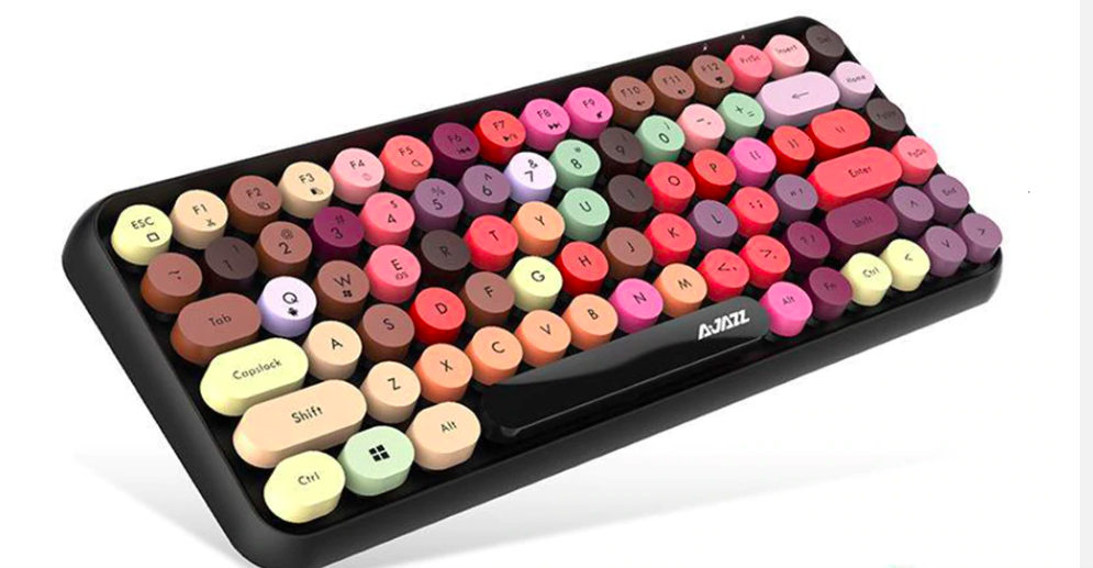 Retro Style Round Cap Colorful  Bluetooth Keyboard