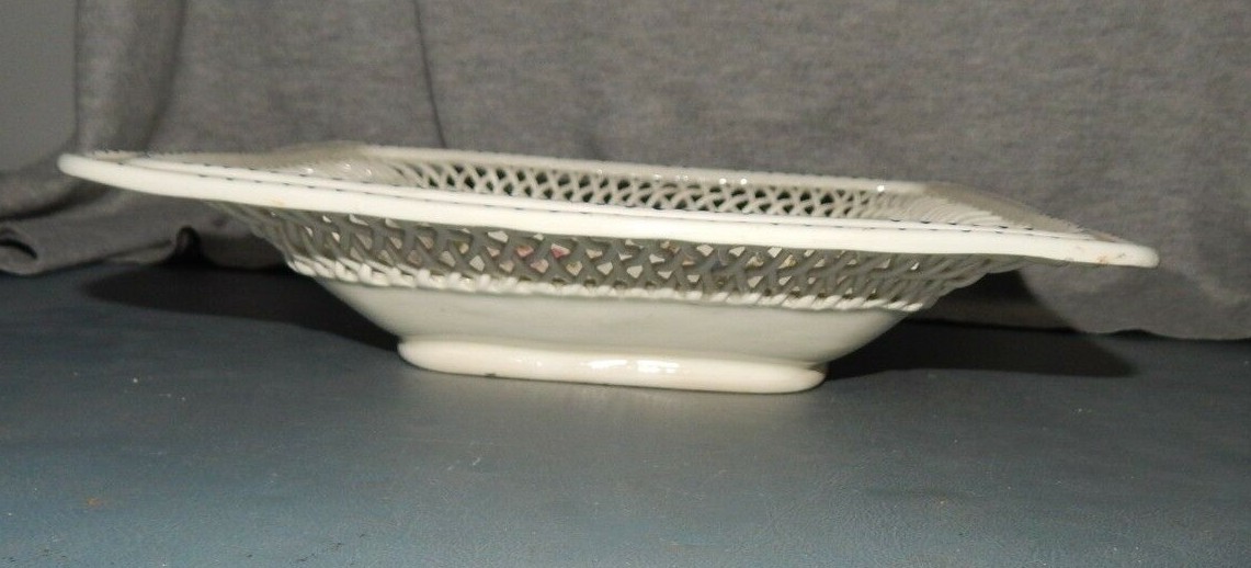 ANTIQUE EARLY LILLE 1767 FRENCH FAIENCE BOWL OPEN LATTICE H Painted Artist Signd
