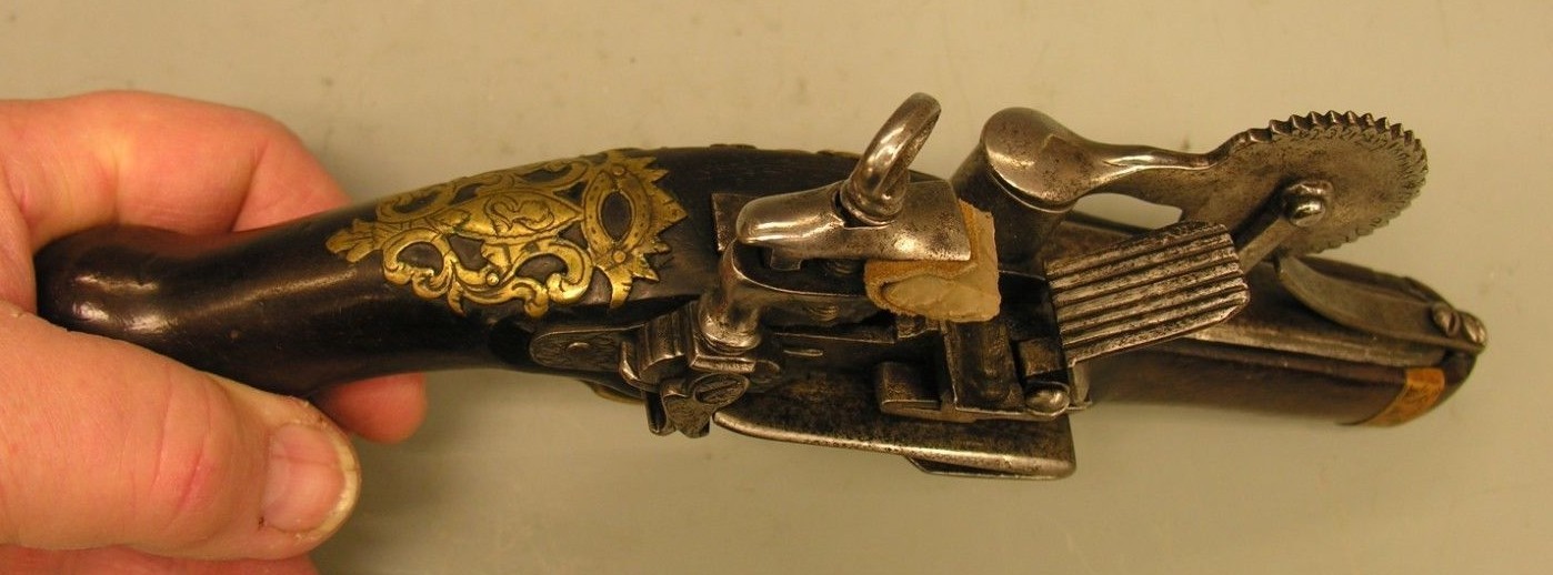 ~ 18th c Eprouvette Flintlock Powder-Tester, Engraved Fretwork, French Spanish ~