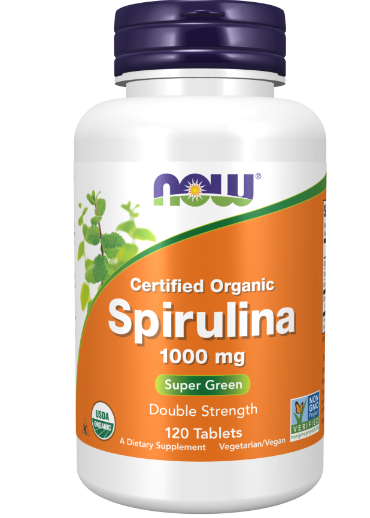 Now Foods Spirulina Double Strength, 1000 мг, 120 органических таблеток