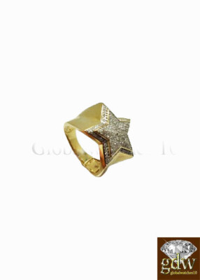 Pre-owned Star Real 10k Yellow Gold Men's  Shaped Casual Pinky Ring With Real Diamonds
