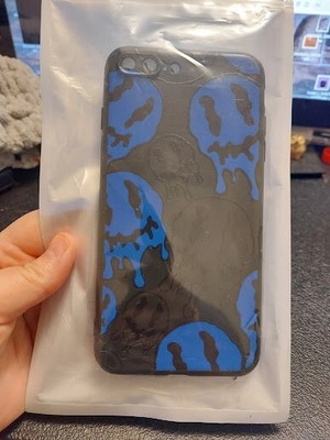 Blue and black melting smiley face phone case for iPhone 7p / 8p