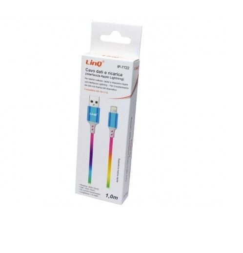 Cavo Dati E Ricarica Usb Multicolore Plug Lightning Per Iphone X Xs linq ip-7722