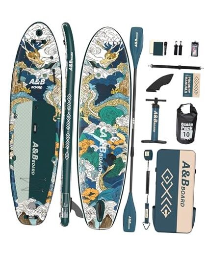 11' x 35" Inflatable Paddle Board, 450lbs Extra Wide Stand