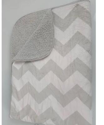 Cloud Island Plush Velboa Baby Infant Blanket Chevron Gray White 30'' x 40''