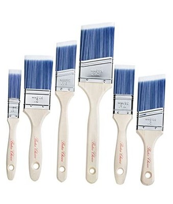 Bates- Paint Brushes, Treated Paint Brushes for Walls, Stain 6 Pack Wood Handle