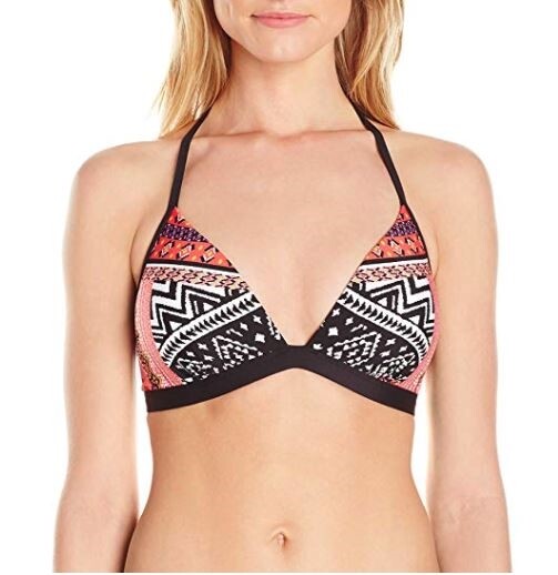 Kenneth Cole New York Triangle Halter Hipster Bikini Swimsuit Top Multi Sz 36B/C
