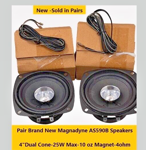 Brand New 2-Pack Magnadyne AS590B 4" Dual Cone Speaker 4 Ohm 25 Watts 75Hz-16kHz