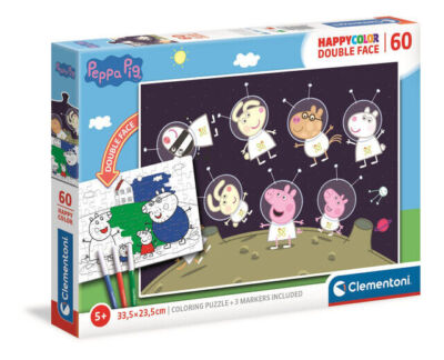 Puzzle dwustronne 60 elementów. Happy color. Świnka Peppa