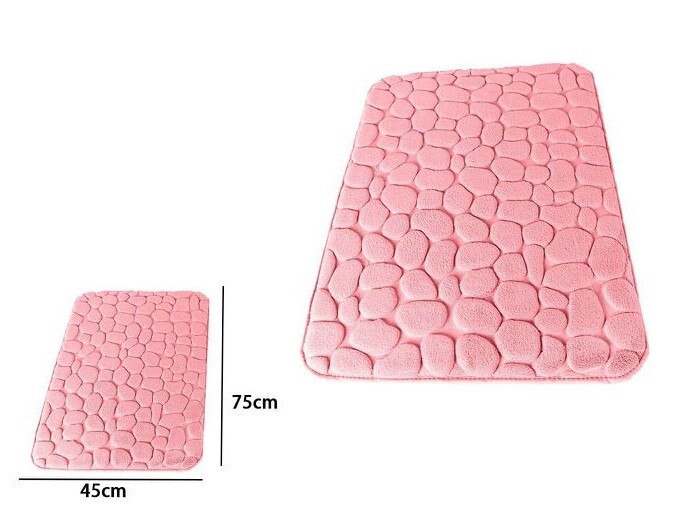 Tappeto Tappetino Per Bagno Arredo 45x75cm Sassi Rosa dfh