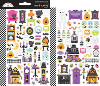 Crafts Doodlebug Icon Stickers Happy Haunting Halloween Haunted House Potions 
