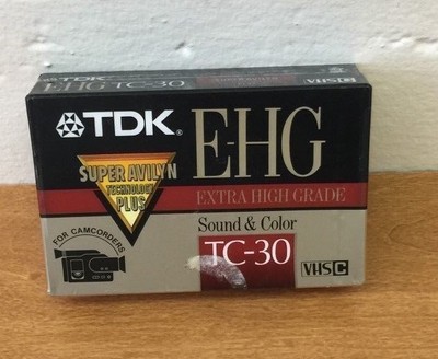 (2) New TDK E-HG TC-30 Extra High Grade VHS-C Camcorder Tape