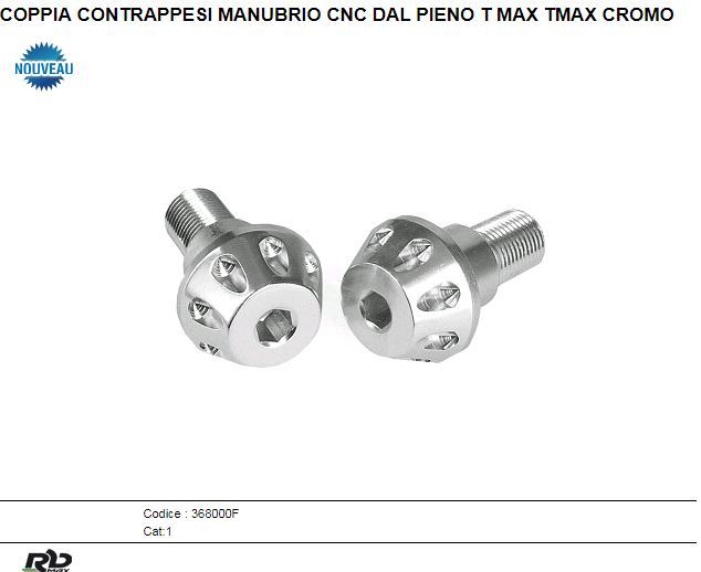 368000f Paire Contrepoids Du Guidon Cnc Ã  Partir De Complet T Max Tmax Chrome